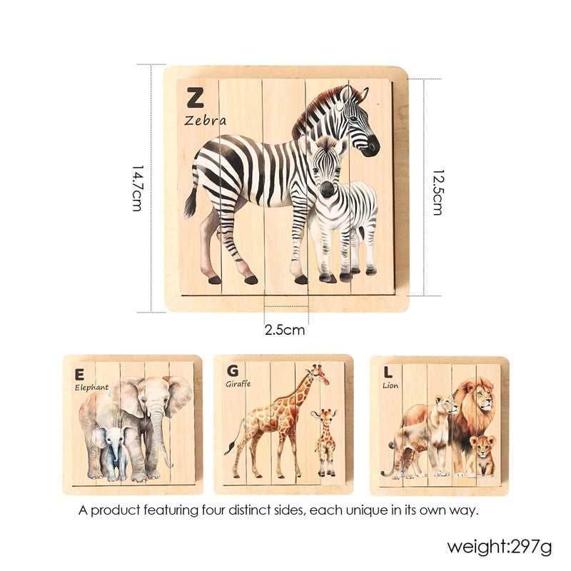 Montessori Wooden Animal Puzzle Board for Toddlers – 3D Wildlife Learning Toy Woodemon