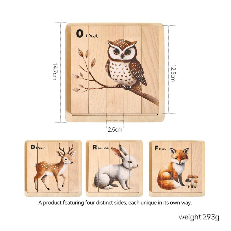 Montessori Wooden Animal Puzzle Board for Toddlers – 3D Wildlife Learning Toy Woodemon