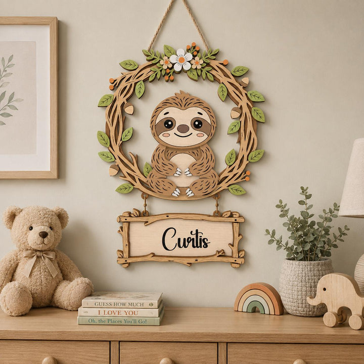 Personalized Sloth Nursery Name Sign