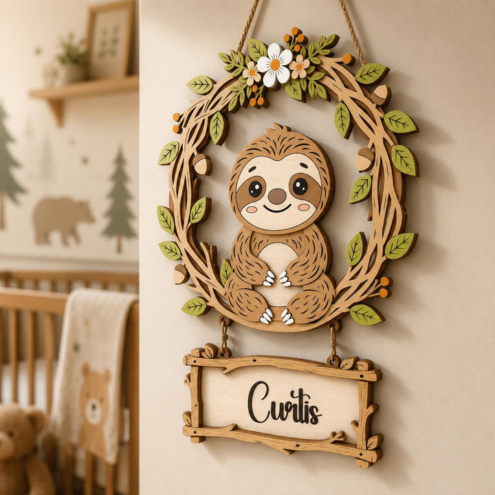 Personalized Sloth Nursery Name Sign