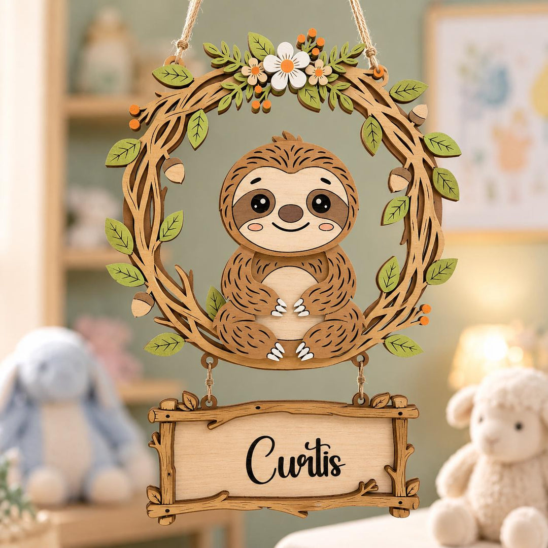 Personalized Sloth Nursery Name Sign