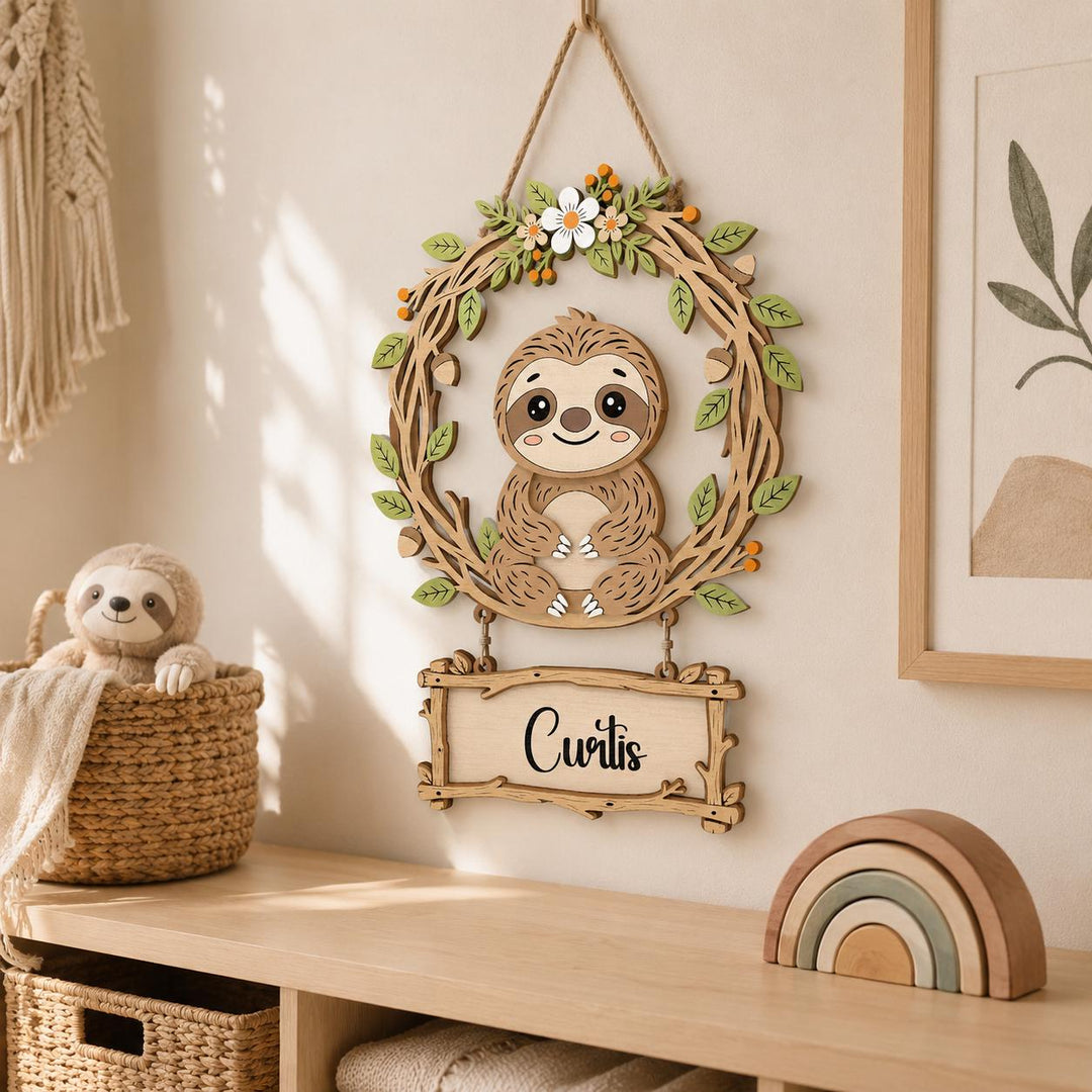 Personalized Sloth Nursery Name Sign
