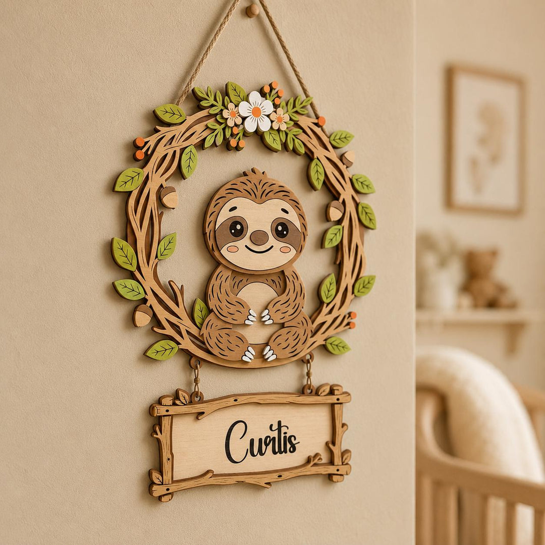 Personalized Sloth Nursery Name Sign