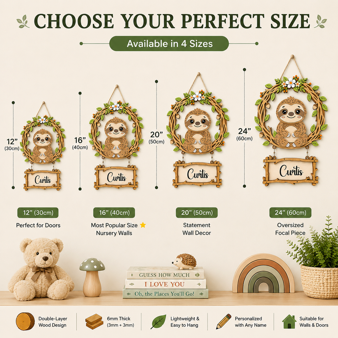 Personalized Sloth Nursery Name Sign