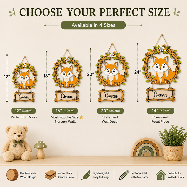 Personalized Fox Nursery Name Sign