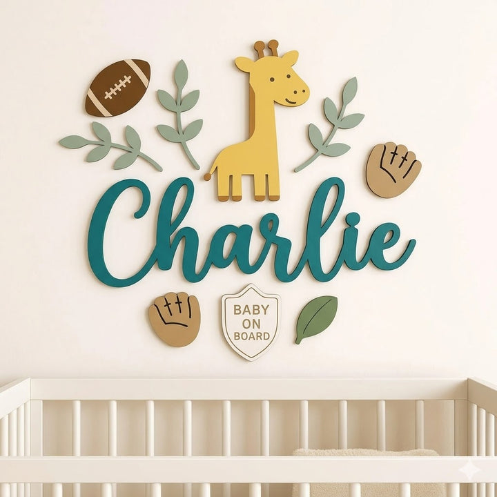 Personalized Wooden Nursery Name Sign – Animal Nursery Name Signs