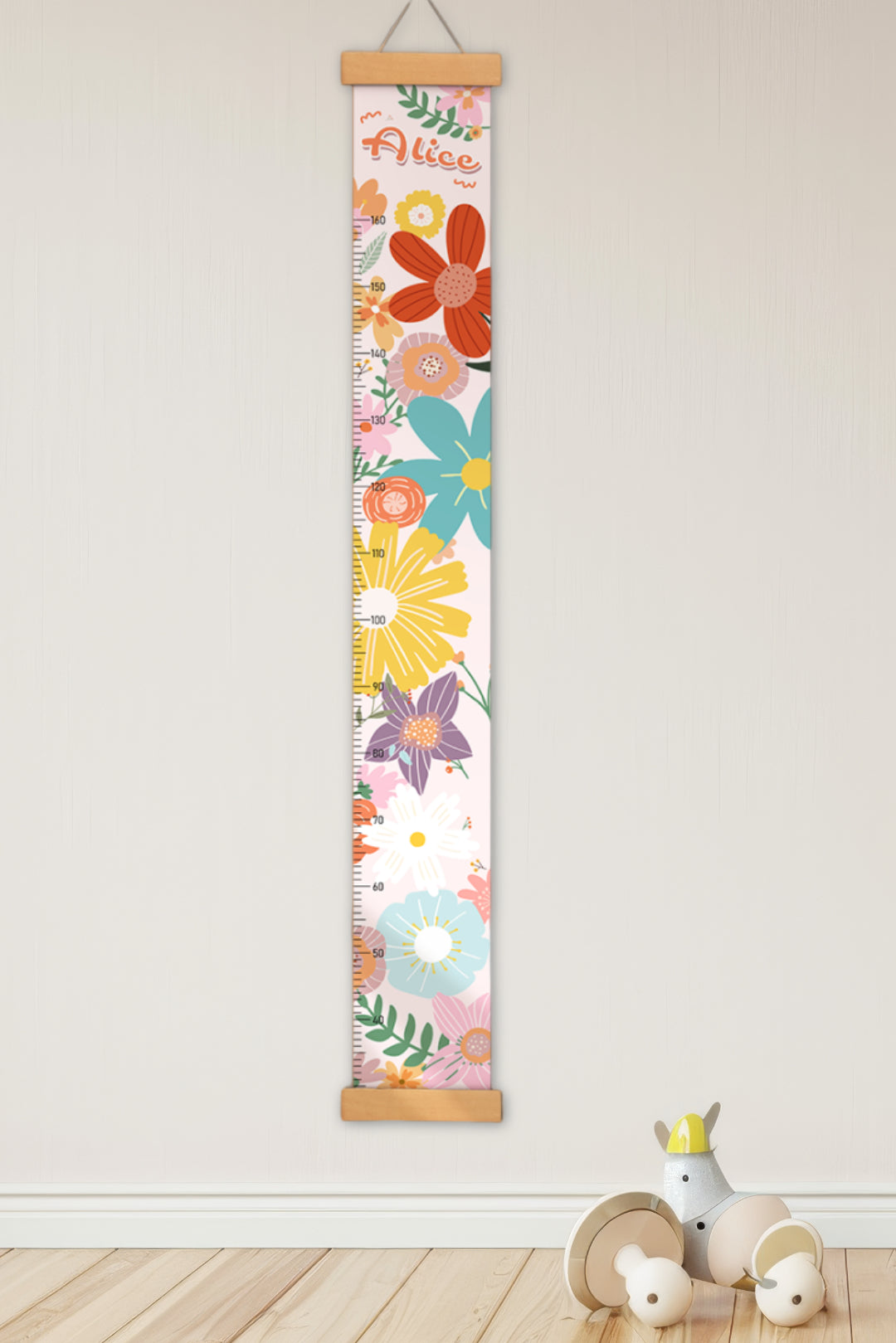 Personalized Flowers Hanging Canvas Height Ruler