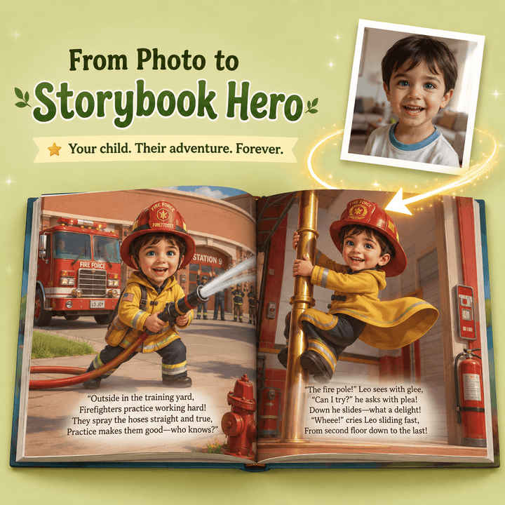 Personalized Brave Firefighter Adventure Book for Kids Woodemon