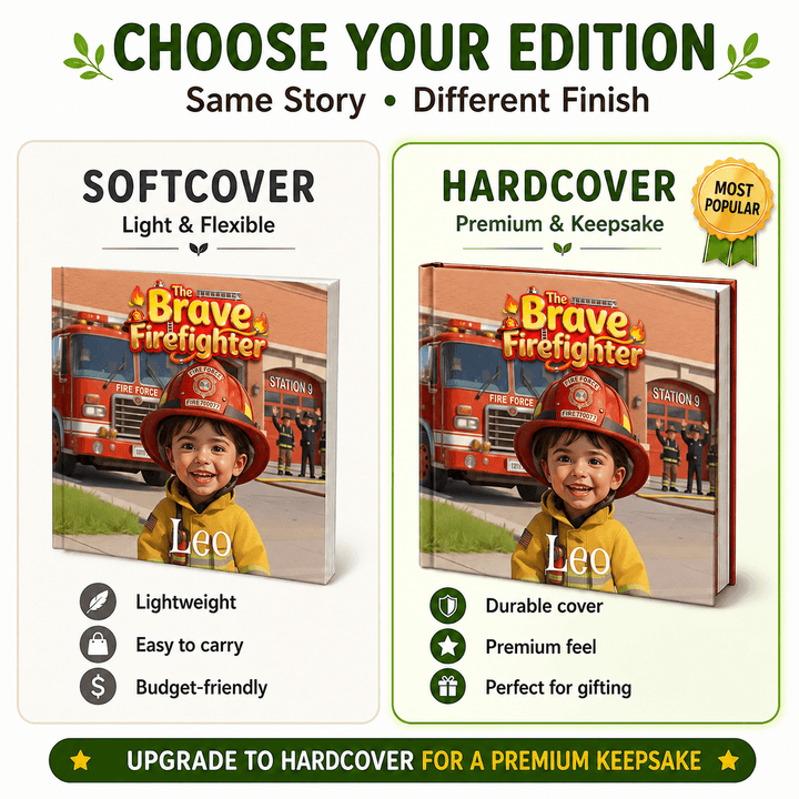 Personalized Brave Firefighter Adventure Book for Kids Woodemon