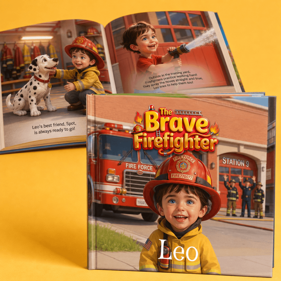 Personalized Brave Firefighter Adventure Book for Kids Woodemon