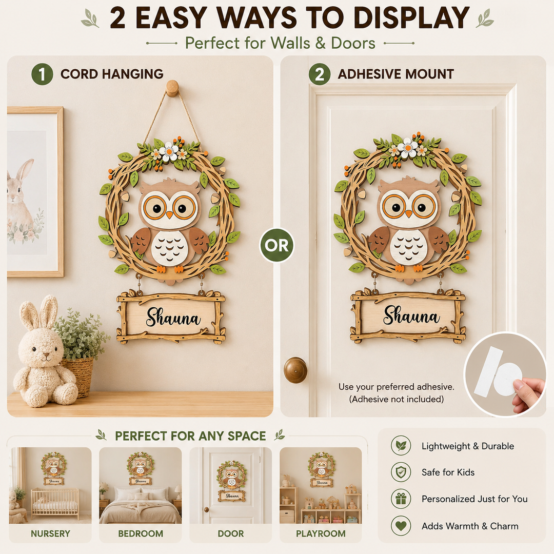 Personalized Owl Nursery Name Sign