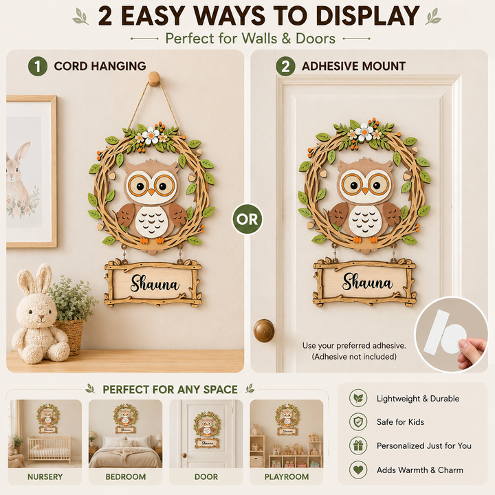 Personalized Owl Nursery Name Sign