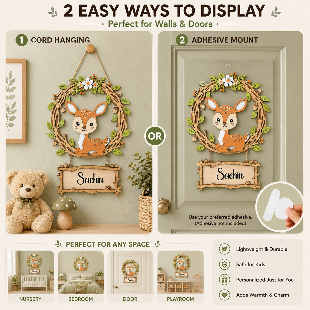 Personalized Deer Nursery Name Sign