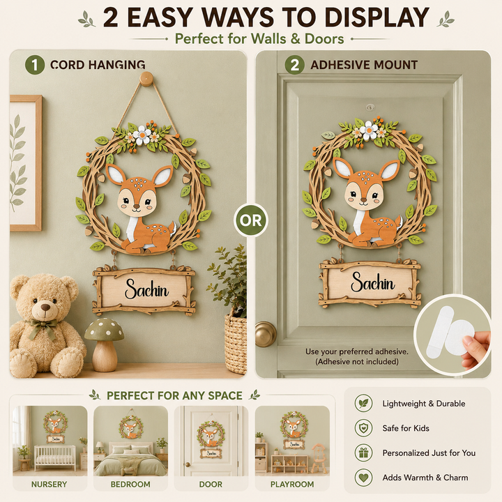Personalized Deer Nursery Name Sign