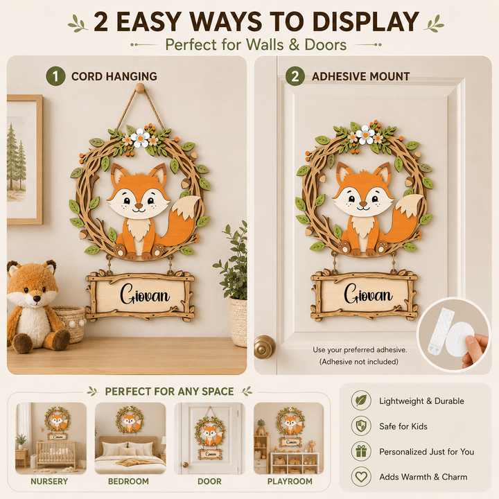 Personalized Fox Nursery Name Sign