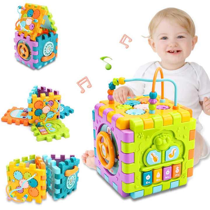 6 in 1 Learning Cube Play Kids Activity Center Cube Shape Sorting Toys