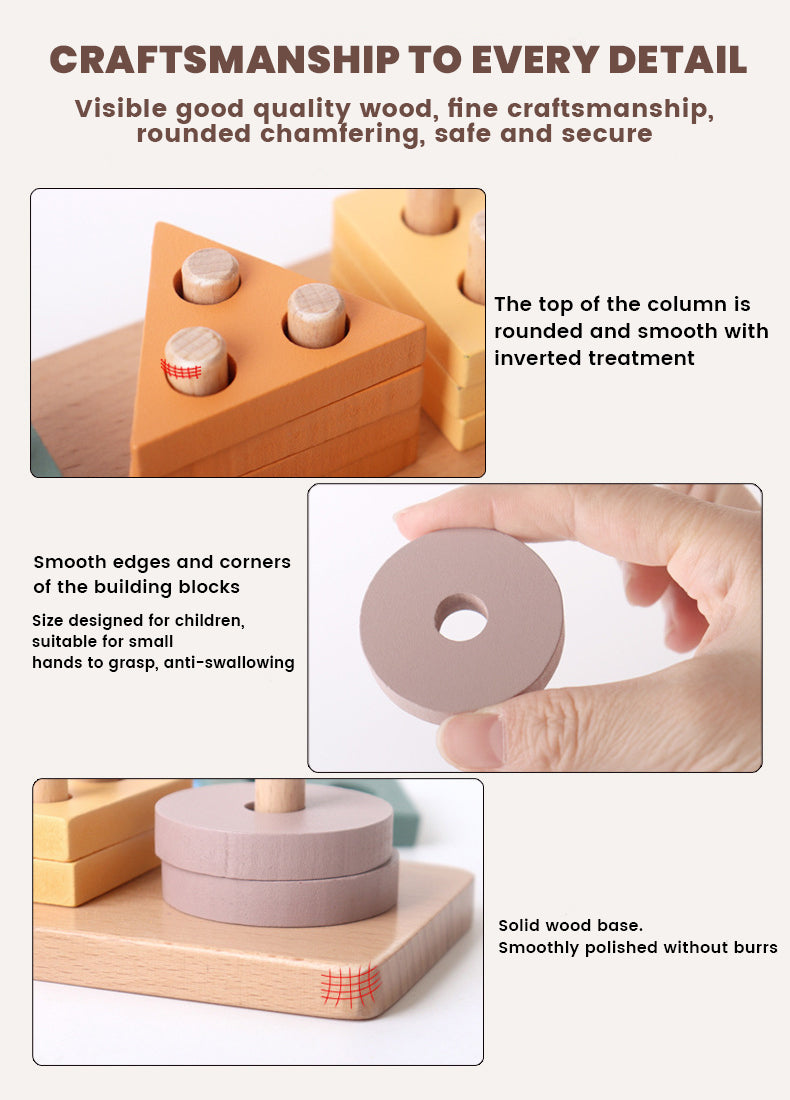 Montessori Wooden Geometric Stacker