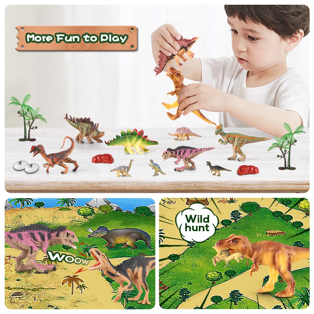 50pcs Dinosaur Figures Toys with Activity Play Mat