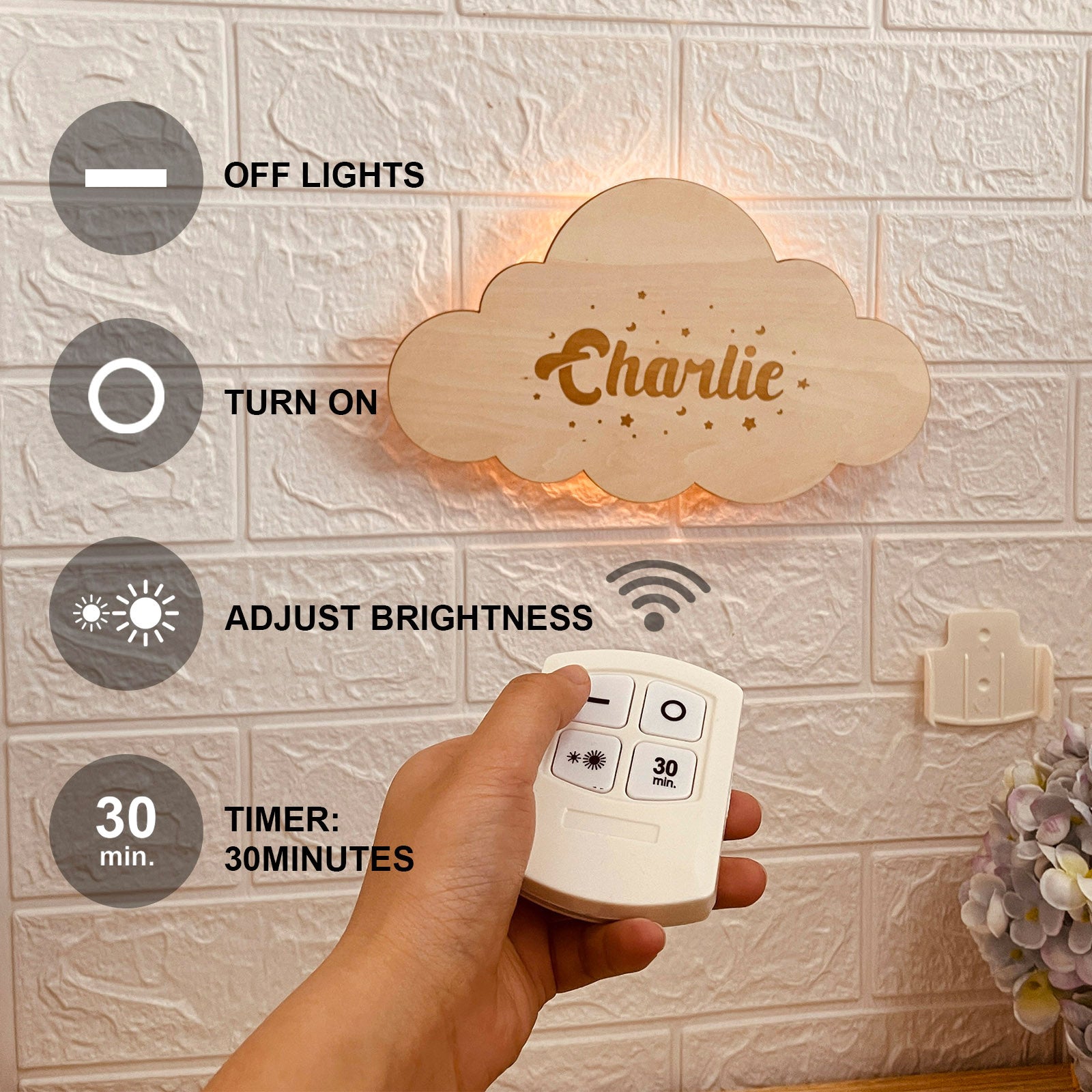 Personalized Wooden Baby's Room Wall Light Set