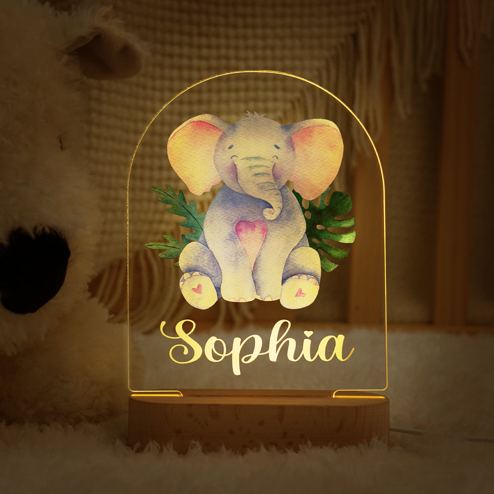Personalised Baby Name Light - Elephant