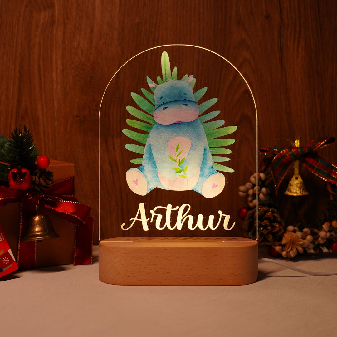 Personalised Baby Name Light - Hippo