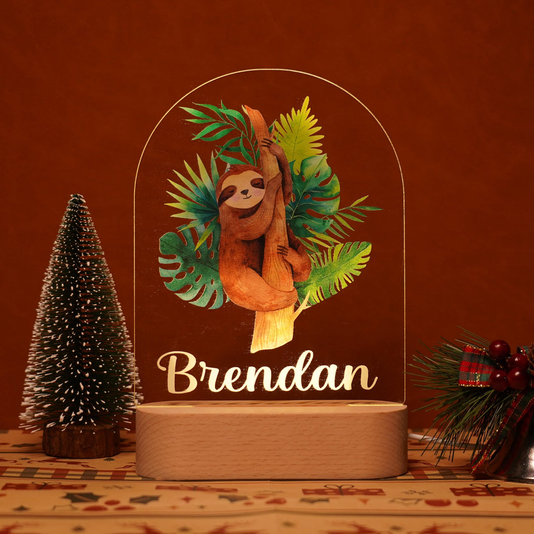 Personalised Baby Name Light - Sloth