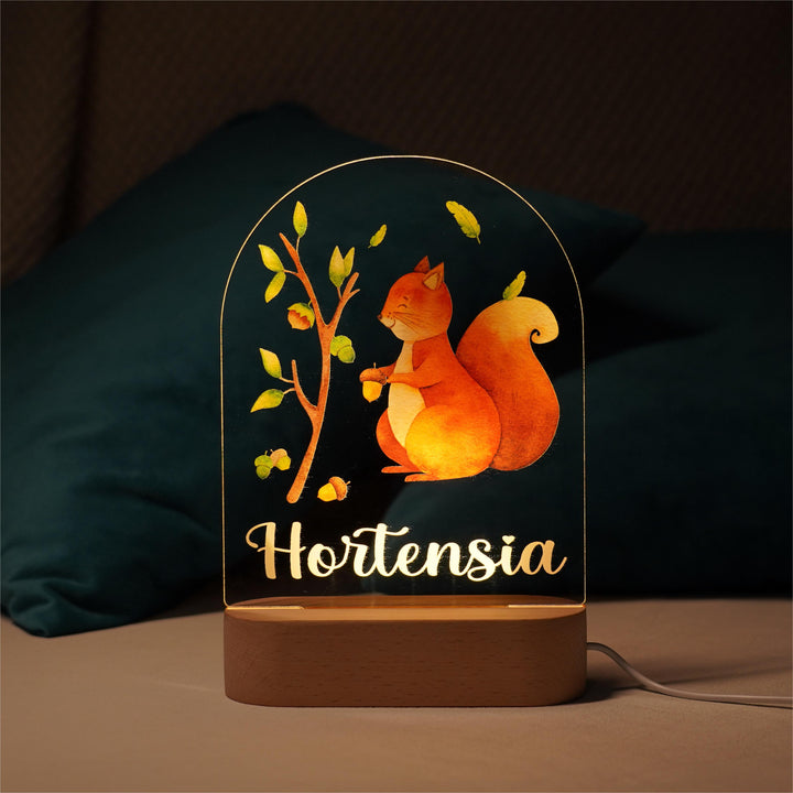 Personalised Baby Name Light - Squirrel