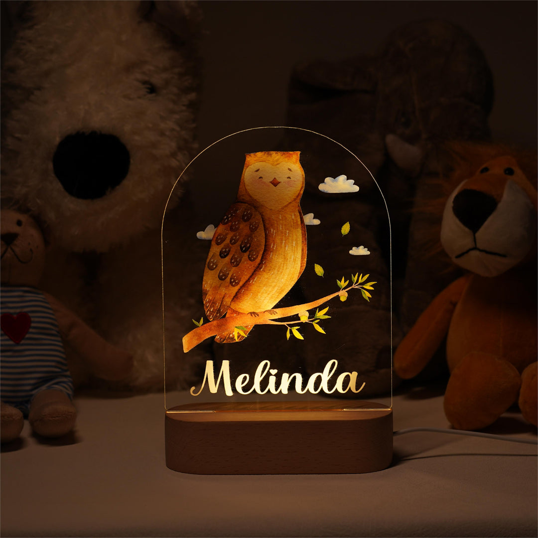 Personalised Baby Name Light - Owl