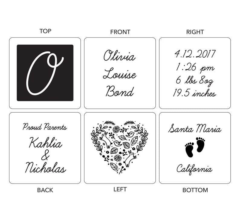 Personalized Wooden birth Block Gift for baby/Gift for Baptism Memorial