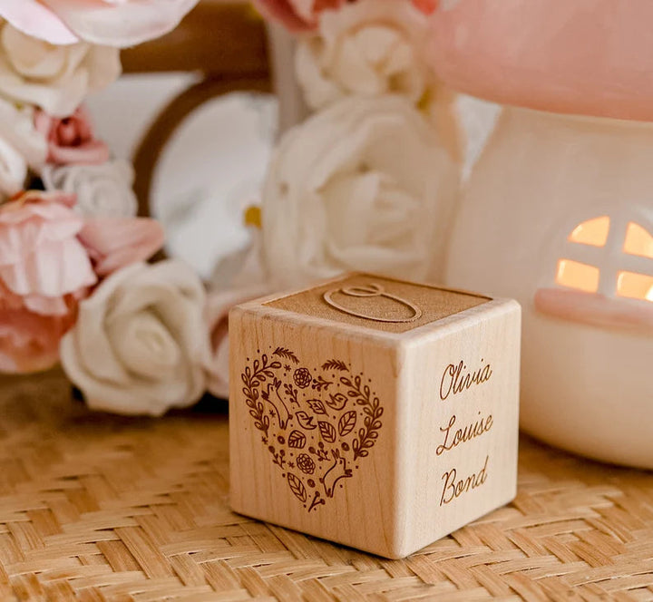 Personalized Wooden birth Block Gift for baby/Gift for Baptism Memorial