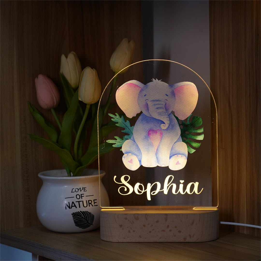 Personalised Baby Name Light - Elephant