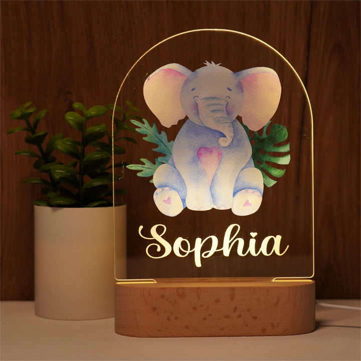 Personalised Baby Name Light - Elephant