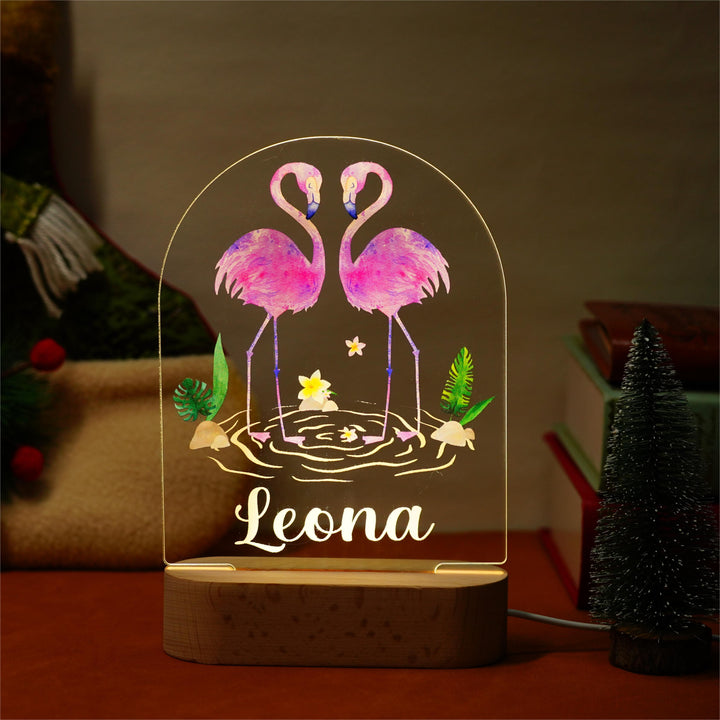 Personalised Baby Name Light - Flamingos