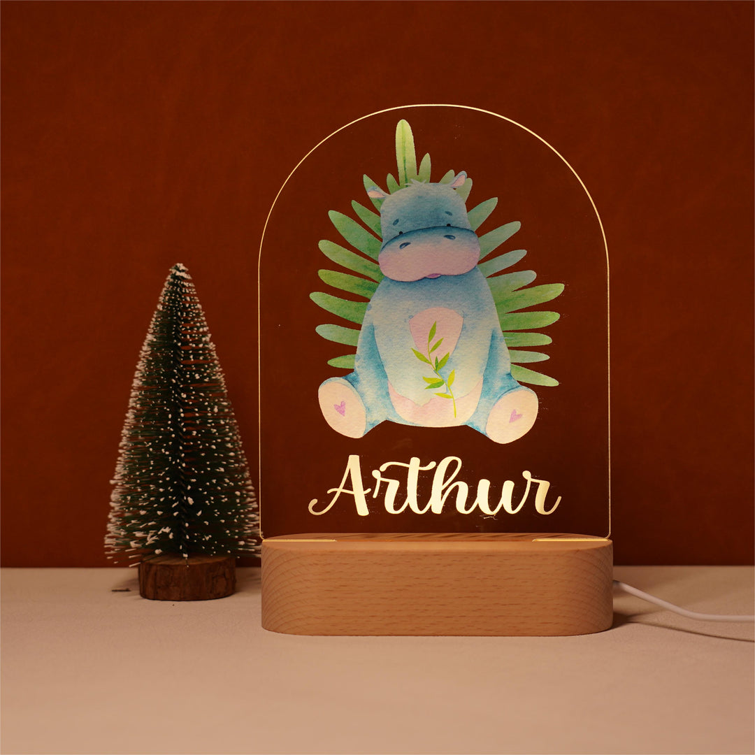 Personalised Baby Name Light - Hippo