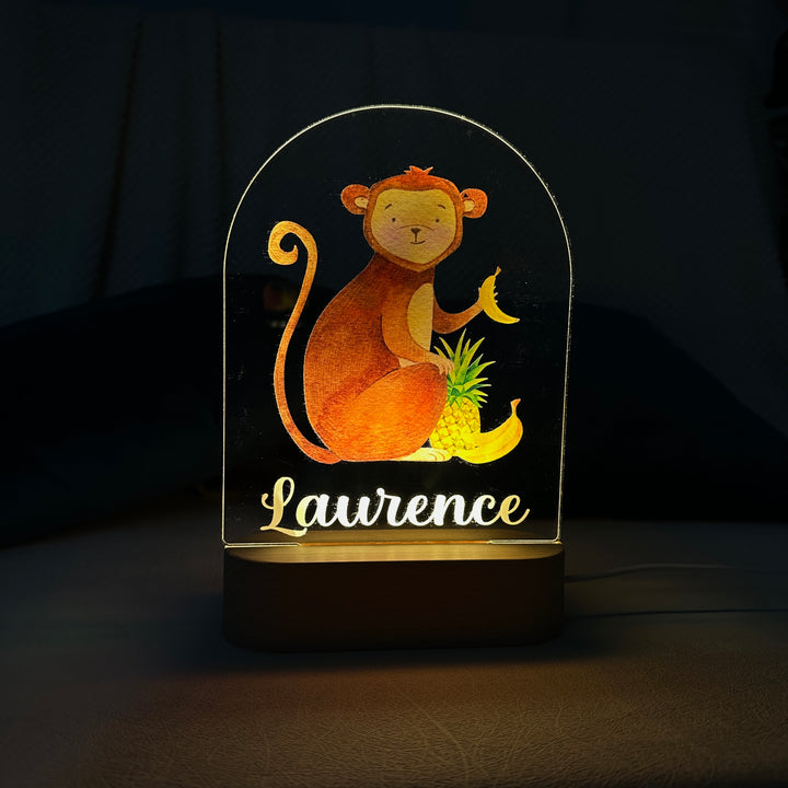 Personalised Baby Name Light - Monkey