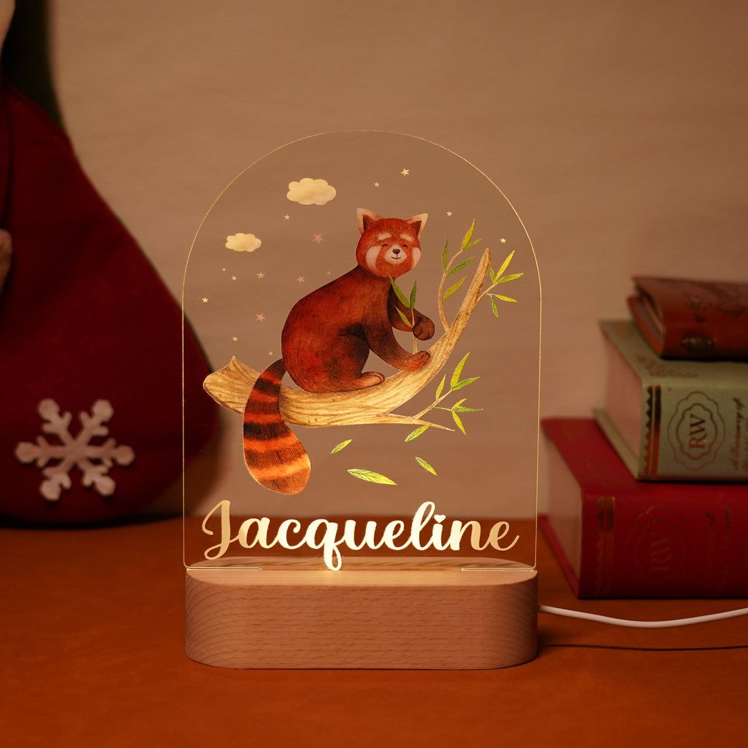 Personalised Baby Name Light - Red Panda