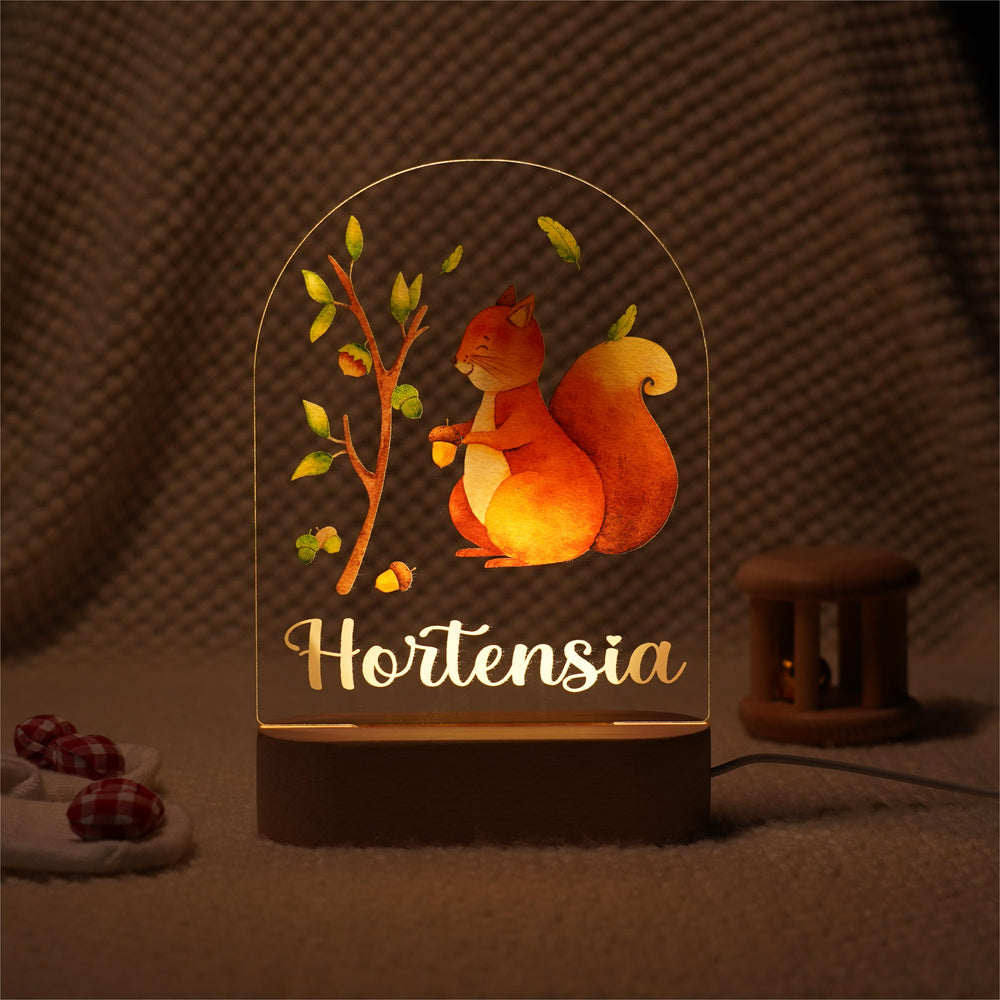 Personalised Baby Name Light - Squirrel