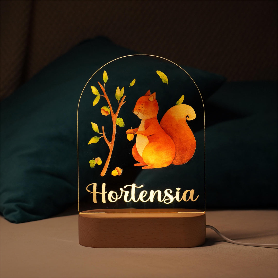 Personalised Baby Name Light - Squirrel