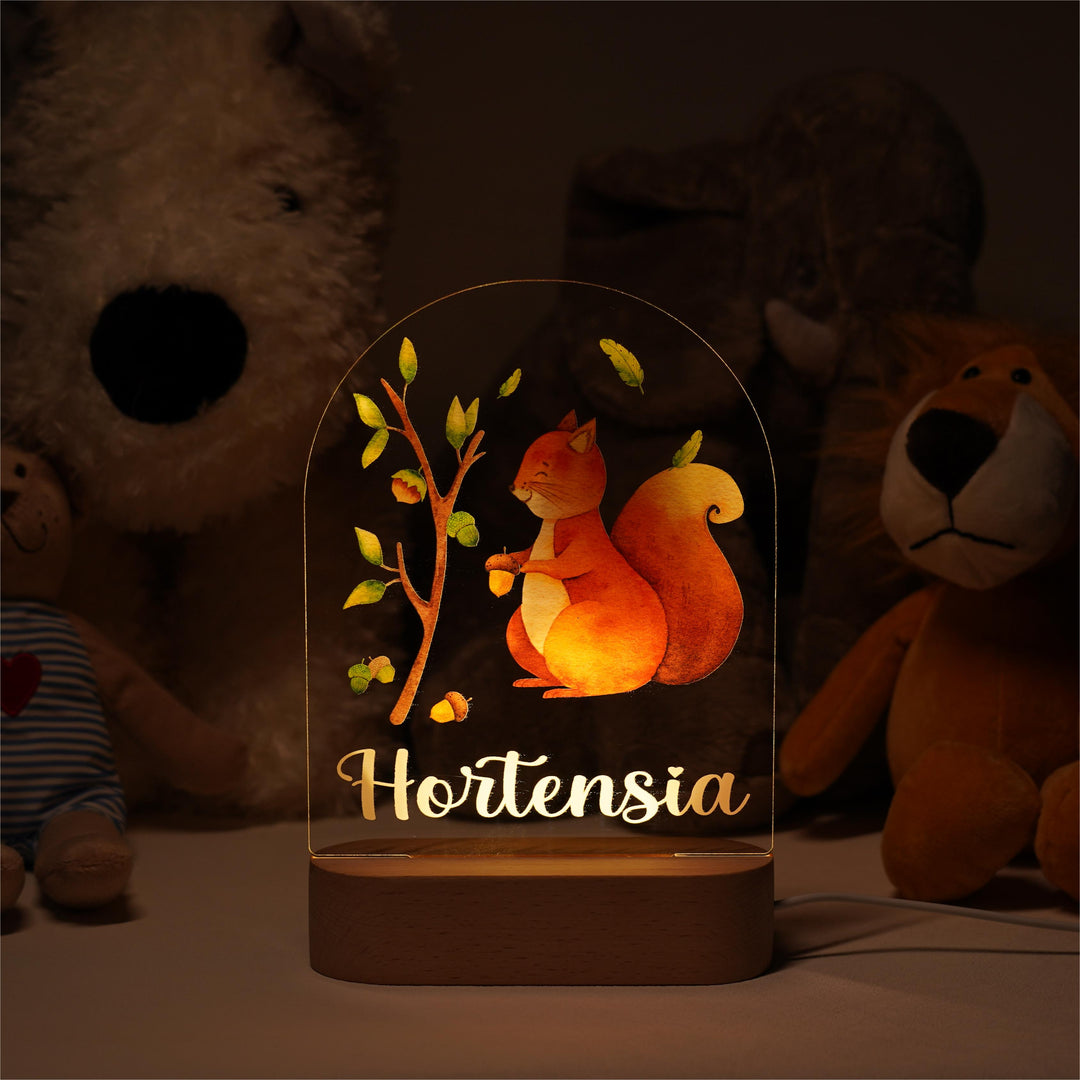 Personalised Baby Name Light - Squirrel