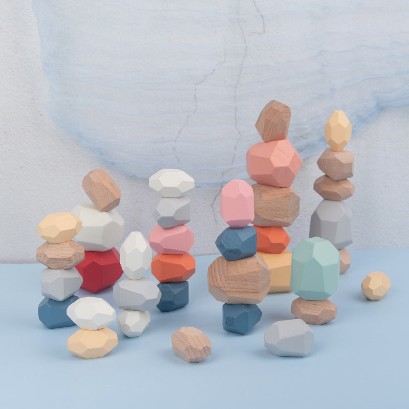 Wooden Sorting Stacking Rocks Balancing Stones