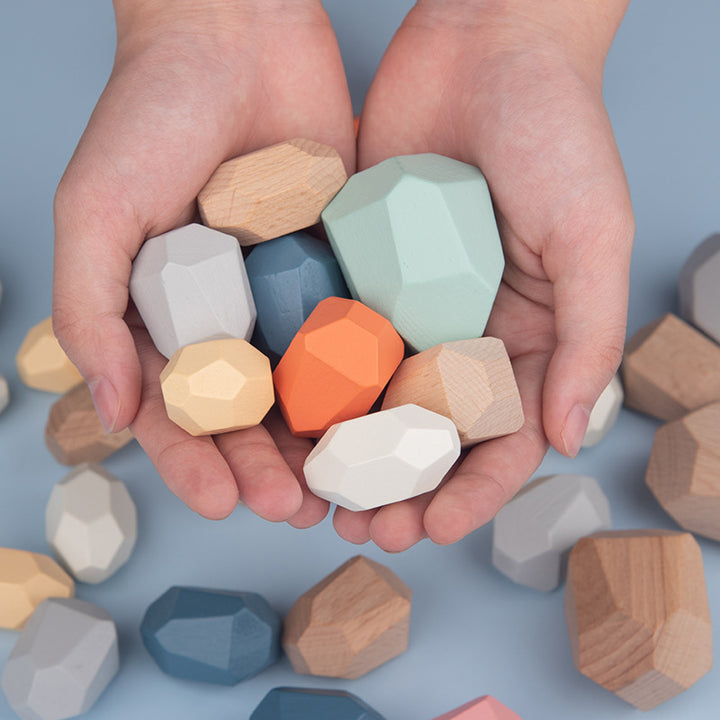 Wooden Sorting Stacking Rocks Balancing Stones