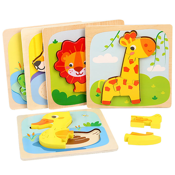 Wooden Cartoon Educational Puzzles (18 Pcs/1 Set)