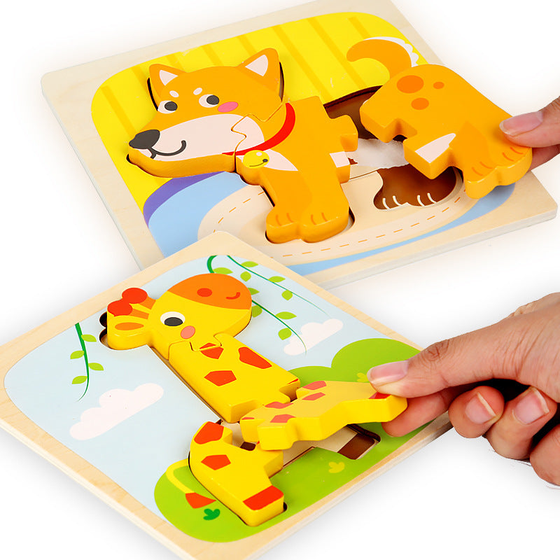 Wooden Cartoon Educational Puzzles (18 Pcs/1 Set)