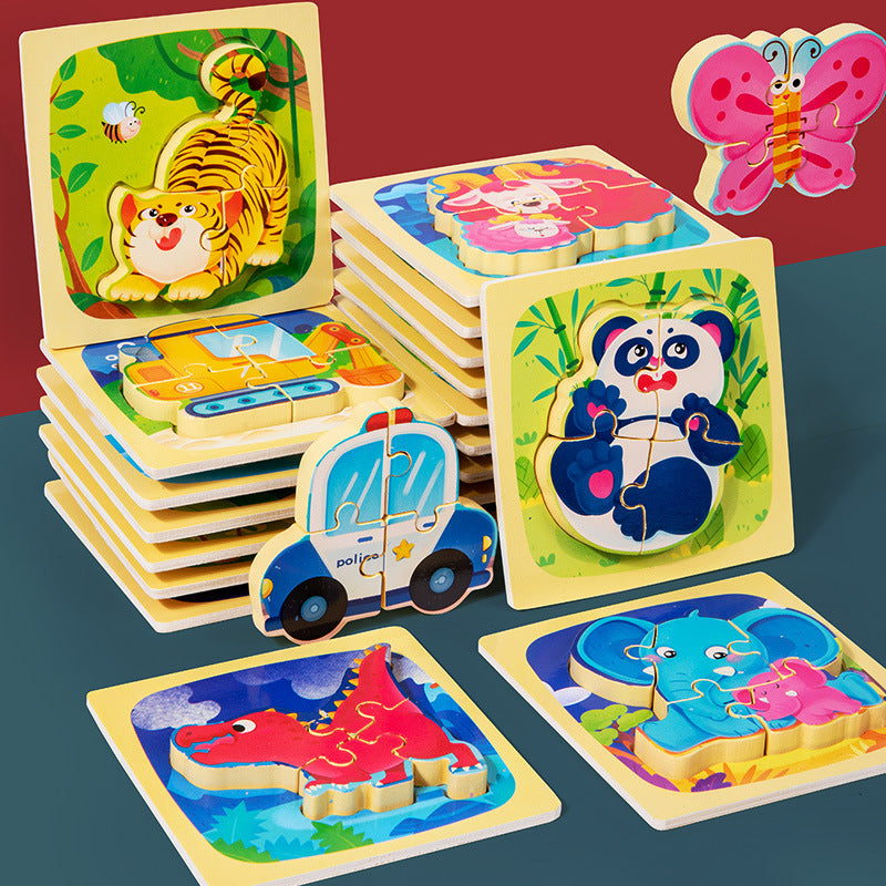 Wooden Cartoon Educational Puzzles (24 Pcs/1 Set)