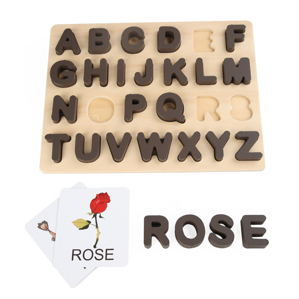 Wooden Alphabet Puzzle With 18 Word Cards