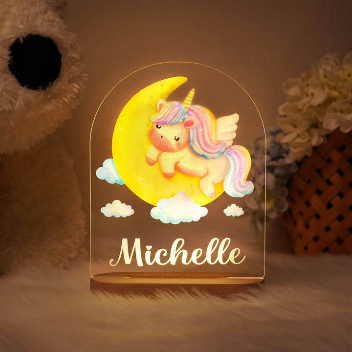 Rainbow unicorn personalized baby name night light