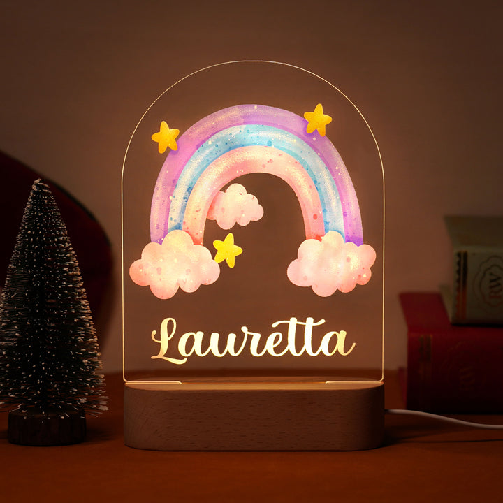 Rainbow unicorn personalized baby name night light