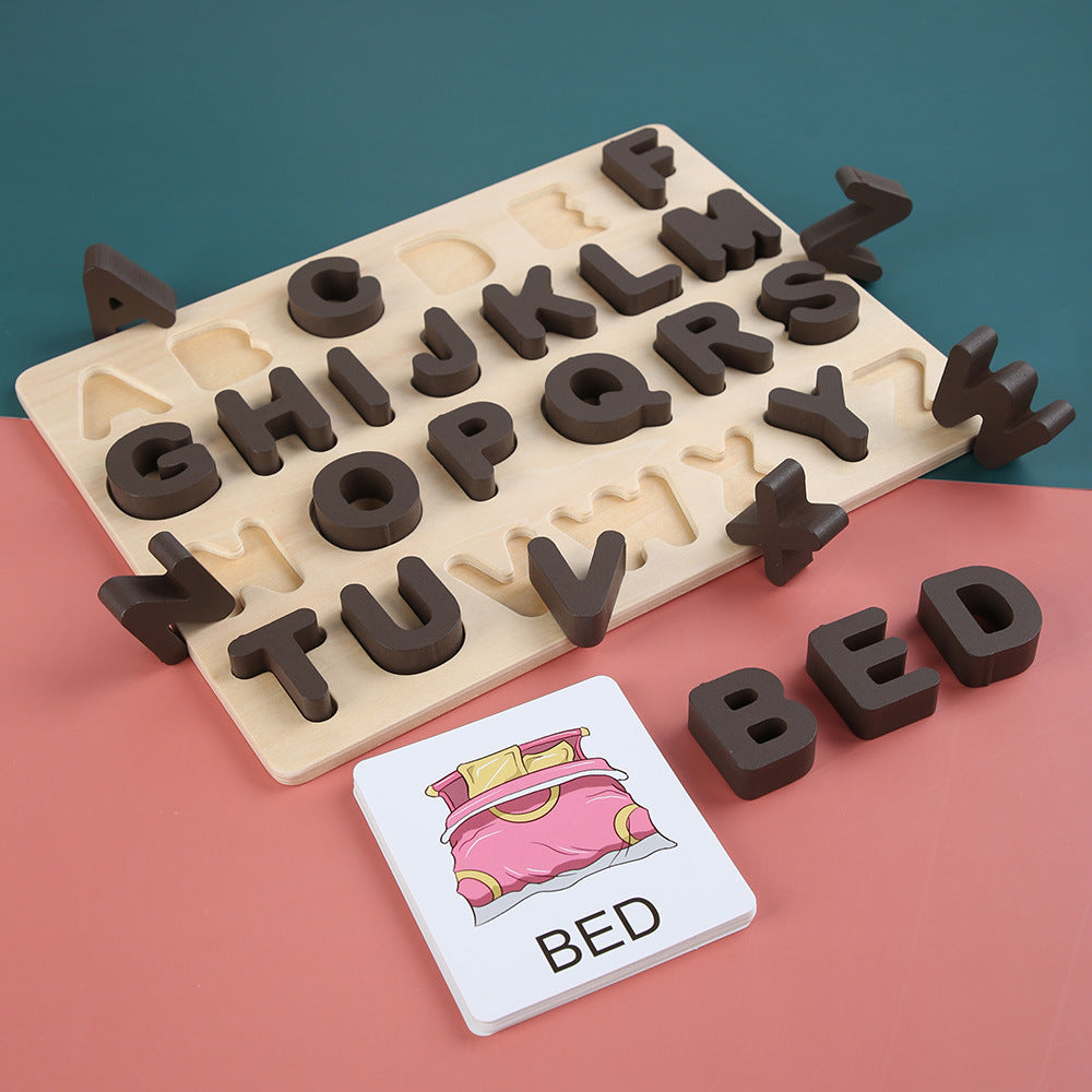Wooden Alphabet Puzzle With 18 Word Cards
