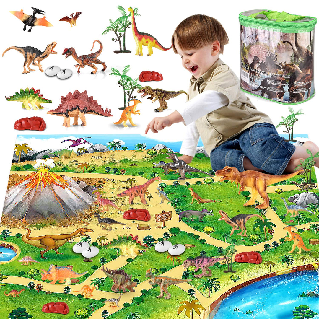 50pcs Dinosaur Figures Toys with Activity Play Mat