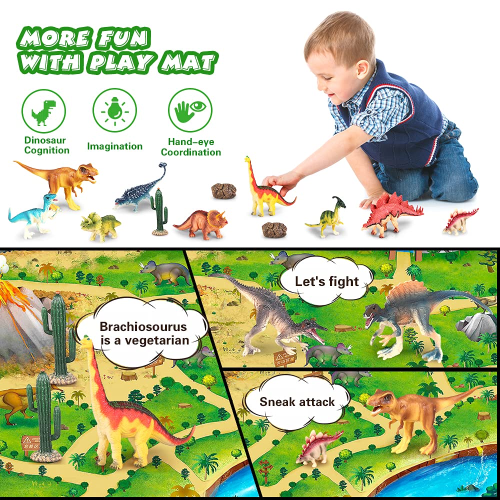 50pcs Dinosaur Figures Toys with Activity Play Mat